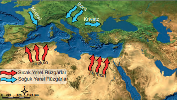 Başlıca sıcak ve soğuk yerel rüzgârlar