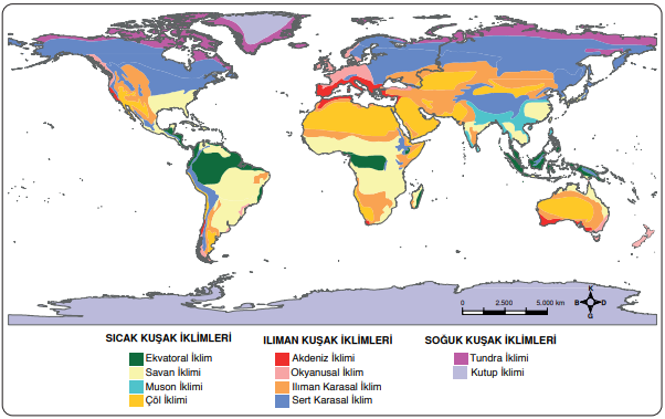 Dünya üzerinde görülen başlıca makroklimalar