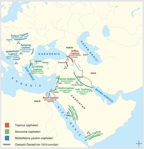 I. Dünya Savaşı’nda Osmanlı Devleti’nin savaştığı cepheler
