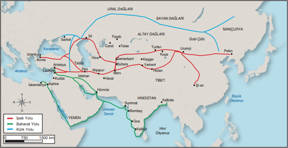 Orta Çağ’ın başlıca ticaret güzergâhlarından İpek, Baharat ve Kürk Yolları