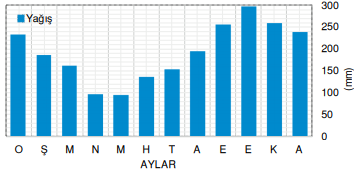 Rize’de yağışın aylara göre dağılımı