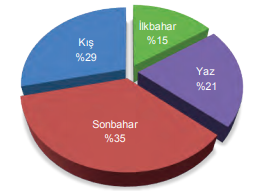 Rize’de yağışın mevsimlere göre dağılımı