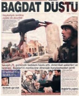 Bağdat’ın ABD tarafından işgal edilmesiyle ilgili gazete haberi