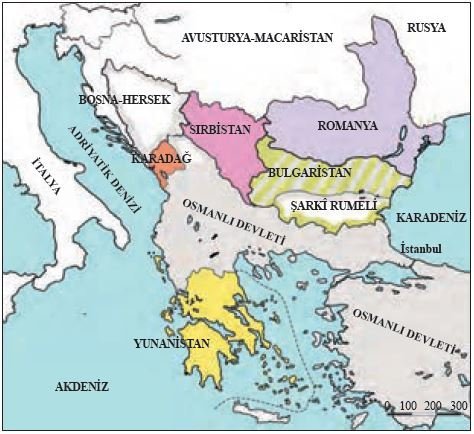 Balkan Savaşları öncesi Osmanlı Devleti ve Balkan devletlerinin sınırları